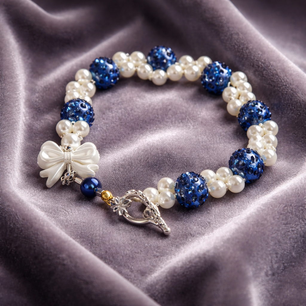 Romantisk blå m perler armbånd